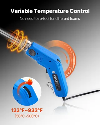 Obrázek produktu pro VEVOR řezačka na pěnový polystyren, 200 W Styrocutter, nastavitelná řezačka na pěnový polystyren s noži 150 mm a 200 mm pro řezání KT desek, polyetylenu, houby, pryže - součástí balení je i box na nářadí