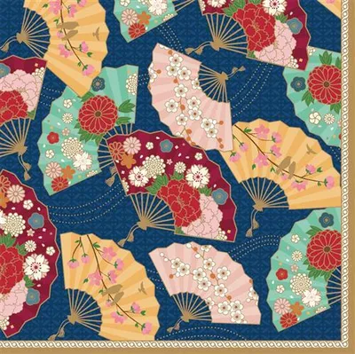 Produktbild von 20 Servietten Kyoto - Asiatische Fächer 33x33cm