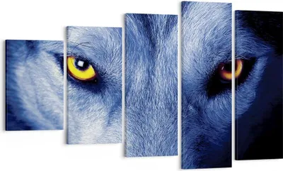 Produktbild von Bild auf Leinwand - Leinwandbild - 5 Teile - Schau der Wolf Augen - 100x60cm - Wand Bild - Wanddeko - Wandbilder - Leinwanddruck - Bilder - Wanddekoration - Leinwand bilder - Wandbild - EG100x60-4587