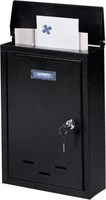 Produktbild von Famanu Wandbriefkasten mit Namensschild aus Metall - 2 Schlüssel - schwarz