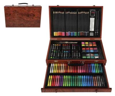 Zdjęcie produktu dla Zestaw do malowania – Art box, zestaw kreatywny 143 szt. w drewnianej walizce 38 x 25 x 8 cm
