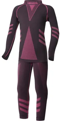 Produktbild von Ladeheid Kinder Mädchen Jungen Funktionsunterwäsche Set Langarm Shirt Lange Unterhose Thermoaktiv LAGI009 (Schwarz/Rosa, 158-164)