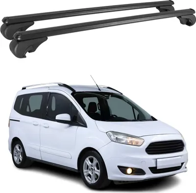 Image de Barres de toit Transversales pour Ford Tourneo Courier 2014-2023 Aluminium Noir