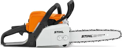 A STIHL MS 170 chainsaw is shown against a white background.