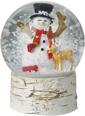 Produktbild von Mini-Schneekugel mit Schneemann und Rentier, 5 cm