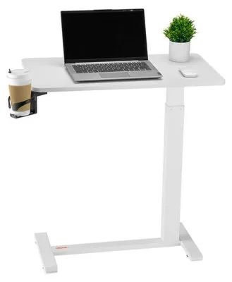 Obrázek produktu pro Mobilní postelní stolek, nastavitelný stolek na kolečkách, stolek k posteli, pracovní stolek pro domácnost s kovovou deskou