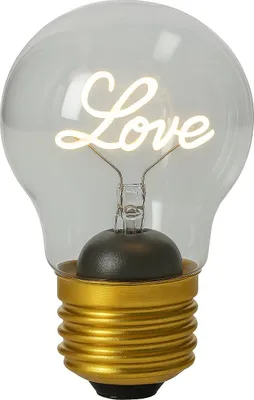 Produktbild von Glasbirne mit der Aufschrift „Liebe“