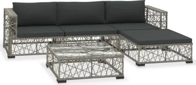 Obrázek produktu pro vidaXL 5dílná zahradní lounge souprava s polštáři Poly Rattan Grey