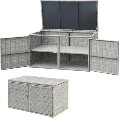 Produktbild von Famanu Aufbewahrungsbox mit doppelten Türen und Deckel - 330 Liter Gartenbox mit 2 Etagen