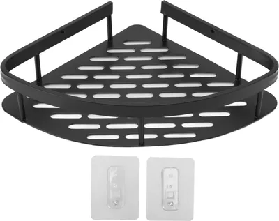 Produktbild von Dreieckige Duschablage, rostfreies Aluminium-Eckregal mit Hohlboden für Badezimmer und WC (ohne Bohren)