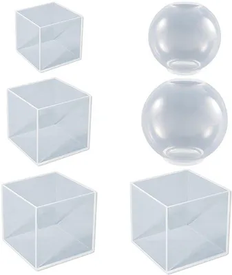 Image de Lot de moules en silicone - Boules et cubes transparents - 6 pièces