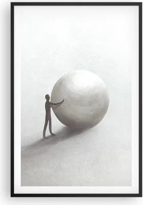 Produktbild von Gerahmtes Poster - Schwarzer Rahmen - Sisyphus Arbeit Symbol - 61x91,5 cm - Wand Bild - Wanddeko - Wandbilder - Kunstposter - Wandposter - Bilderrahmen - Bilder - Kunstdruck - P2BPA61x91-4752