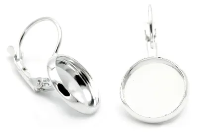 Produktbild von Klappbrisuren Fassung 10-20mm Ohrhaken Rohlinge I 5 Paar Silber Ohrhänger Cabochon Ohrringe Basteln DIY Schmuckherstellung