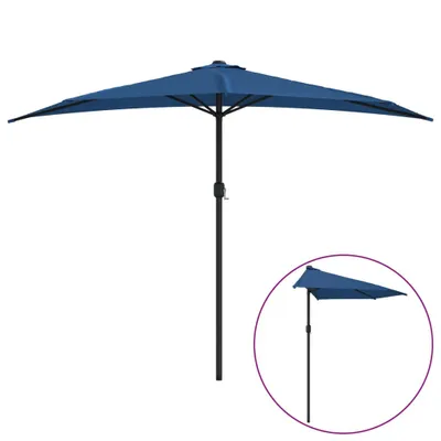 Image de vidaXL Parasol de balcon Mât en aluminium bleu 300x155x223cm semi-circulaire