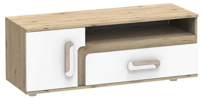 Productafbeelding van Apetito TV-kast, laag model, 120x40x42 cm, licht eikenhout / wit
