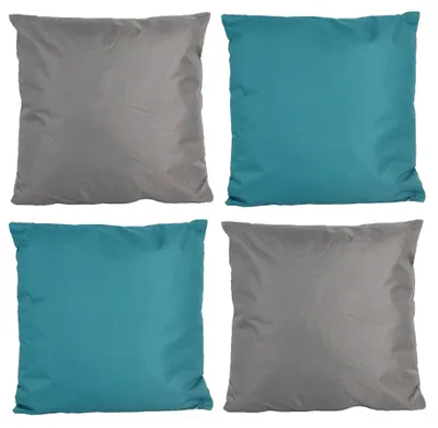 Produktbild von JACK 4x Outdoor Lounge Kissen 45x45cm viele Farben Dekokissen inkl. Füllung Wasserfest Sitzkissen Garten Stuhl, Farbe:2x Petrol - 2x Anthrazit