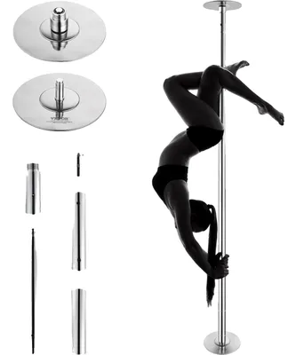 Produktbild von VEVOR Professionelle Tanzstange, drehbare statische Tanzstangen-Kit, tragbare abnehmbare Stange, 45 mm schwere Edelstahlstange, höhenverstellbare Fitnessstange, für Fitness Zuhause Club Gym, Silber, 2226-2824 mm, Silber