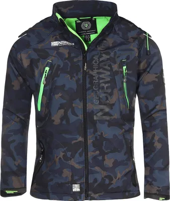 Produktbild von Geographical Norway Herren Softshelljacke Funktions-Outdoor-Jacke Model: G-Forrest, Farbe: Camouflage Navy/Grün, Größe: M