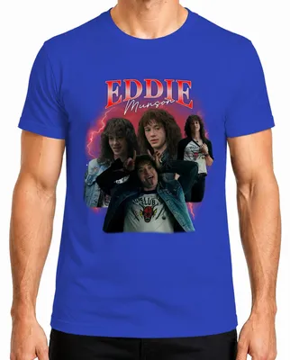 Produktbild von Eddie Munson Hellfire Club Stranger Metal Geschenk Vintage Serie Herren T-Shirt, Blau, L