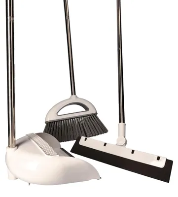 3-in-1 Besen-Kehrschaufel-Set mit langem Stiel, 33 cm