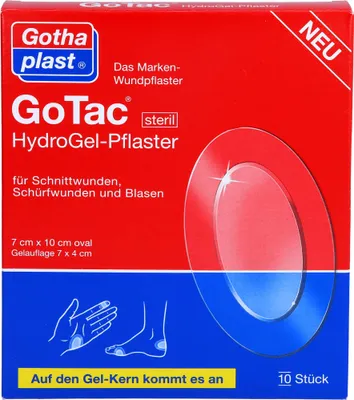 Produktbild von GoTac HydroGel-Pflaster 7 x 10 cm steril, 10 St. Pflaster