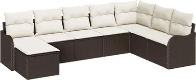 Image de Ensemble de canapés de jardin vidaXL, 8 pièces, couleur marron, en polyrotin