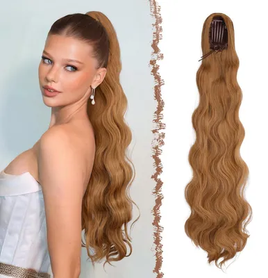 Produktbild von Haarteil Pferdeschwanz Kordelzug 75cm Gewellt Synthetik Erdbeerblond