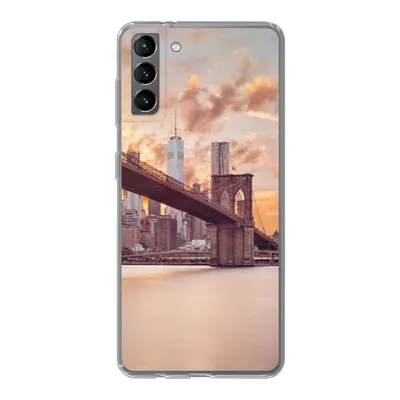 Produktbild von MuchoWow® Handyhülle Schutzhülle Hülle für Samsung Galaxy S21 Plus Brooklyn Bridge und die New Yorker Skyline bei Sonnenuntergang Silikon Softcase Handy Hülle - Handy-Tasche