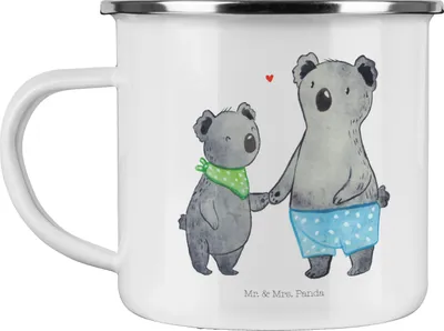 Produktbild von Mr. & Mrs. Panda Teetasse Koala Kleiner Bruder - Weiß - Geschenk, Kaffeepott, Muttertag, blechbecher, Pott, Teebecher, Emaille Tasse, Koalas, Geschwister