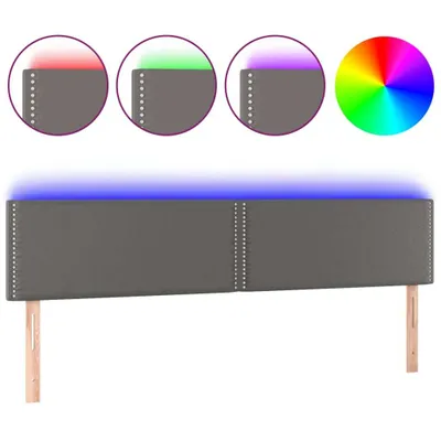 Immagine prodotto di vidaXL Testiera LED grigia 200x5x78/88 cm Pelle finta