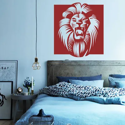 Produktbild von Wandtattoo - Wandaufkleber - Wandtattoo "Afrika Löwe" - 63cm x 58cm dunkelrot - Dekoration Küche Wohnzimmer Wand