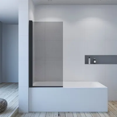 Produktbild von Badewannenaufsatz schwarz 70x140cm Duschtrennwand für Badewanne Duschwand Glas ohne bohren aus 5 mm Einscheiben Sicherheitsglas Nano Beschichtung