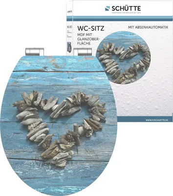 Immagine prodotto di SCHÜTTE Sedile per WC SHELL HEART HG con anima in legno in MDF Sedile per WC con chiusura silenziosa Stampato con motivo