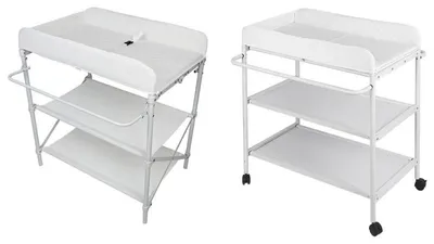 Zdjęcie produktu dla Składana komoda do przewijania z kółkami i przegródkami, wymiary: 84 x 72 x 90 cm, kolor: biały
