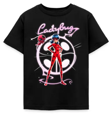 Produktbild von Spreadshirt Miraculous Ladybug Mit Tikki Kinder T-Shirt, 110/116 (5-6 Jahre), Schwarz