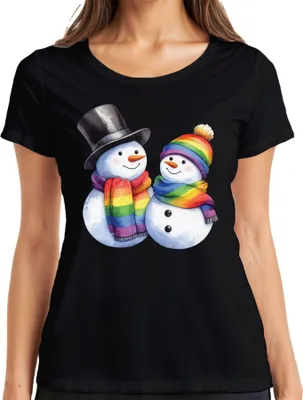 Produktbild von LGBTQ+ Schneemänner - Weihnachten Weihnachtsgeschenk Christmas Damen T-Shirt, Schwarz, 3XL