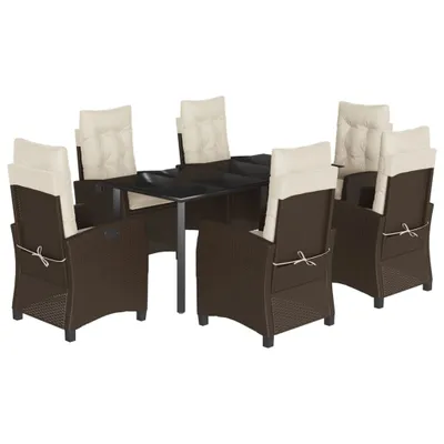 Produktbild von "im Sonderangebot" 7-tlg. Garten-Essgruppe - elegantes Design - Sitzgruppe/Gartenmöbel-Set - mit Kissen Braun Poly Rattan - Terassenmöbel DEMöbel882366