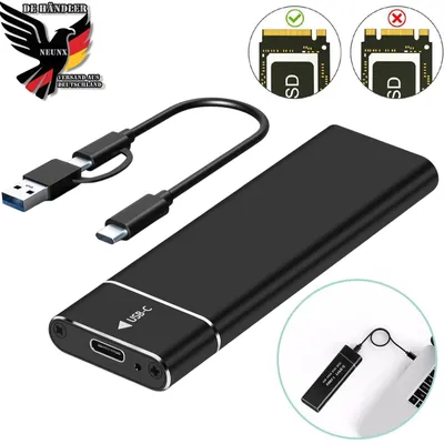 Produktbild von M2 SSD-Gehäuse M.2 NVMe NGFF SATA Gehäuseadapter 10 Gbit/s USB 3.2 Gen 2 M2 SSD Adapter, NVMe PCIe-Adapter für M Key/B+M Key SSD, M.2 NVMe SATA SSD
