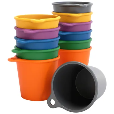 Produktbild von SoPro 12x Schnapsbecher Plastik 4 cl wiederverwendbar - Shotgläser 40 Milliliter bunt - Mehrweg Schnapsglas zum Umhängen