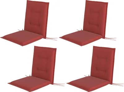 Produktbild von 4er Set Sitzkissen 108 x 50 x 5 cm Stuhlkissen mit Bändern, Outdoor Indoor Sitzauflage Weinrot