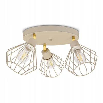 Produktbild von Luxolar - LED Deckenleuchte 3-flammig aus Metal Draht Beige-Grau im Edison-Stil E27 60W - LOFT Design - Hängelampe Schwenkbar für Wohnzimmer, Küchen