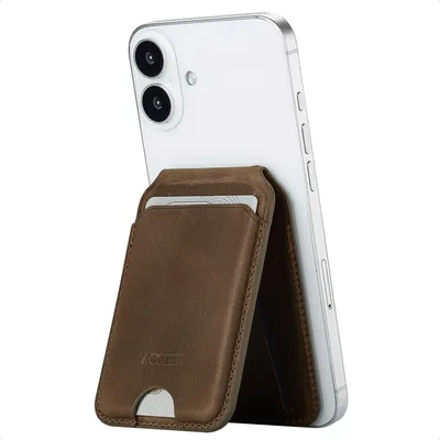 Produktbild von Accezz Vintage Leder MagSafe Kartenhalter mit Ständer - Rustic Brown