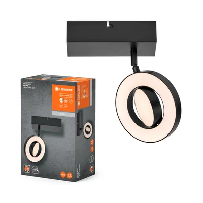 Image de Ledvance LED Plafonnier Applique Spot Saturn Noir 11W 1090lm 3000K/4200K/6500K CLICK-CCT Interrupteur