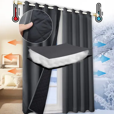 Immagine prodotto di 1x Tenda termica 100% oscurante Grigio Tenda oscurante opaca con occhielli Unicolor, 132*160cm