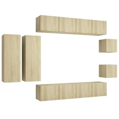 Produktbild von vidaXL 8-tlg. TV-Schrank-Set Sonoma-Eiche Holzwerkstoff