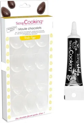 Produktbild von Schokoladenform für 6 Eier + Icing schwarzen Stift