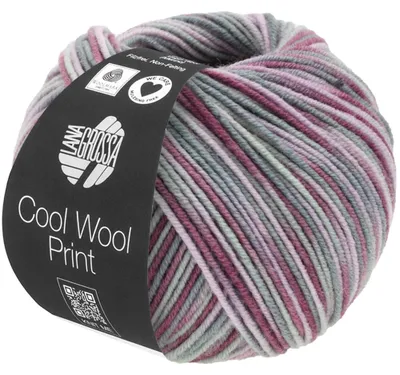 Produktbild von Lana Grossa - Cool Wool Print 0815 antikviolett altrosa hellgrau mittelgrau