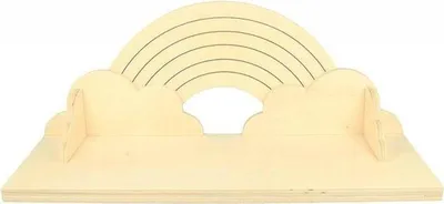 Produktbild von Holz Regal Regenbogen Design 40x16x14 cm mit 2 Metallhaken als Buchpresse