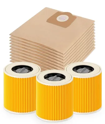 6 Staubsaugerbeutel + 3 Filter für Kärcher WD3
