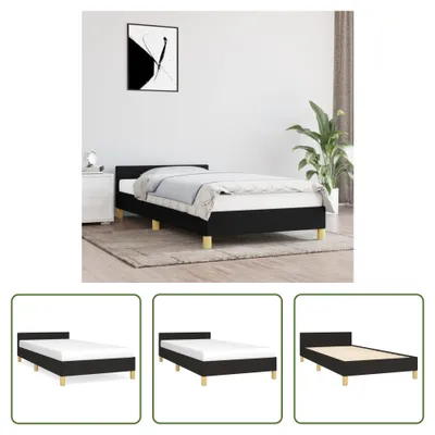 Produktbild von The Living Store Bettgestell mit Kopfteil Schwarz 90x190 cm Stoff